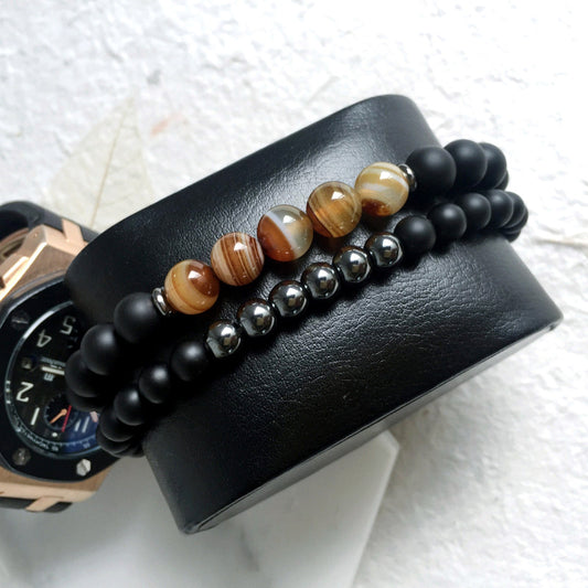 Bracelets Mantra, Pierre Naturelle (Lot de 2)